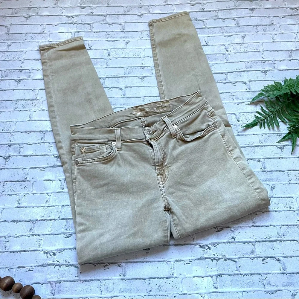 Seven 7 For All Mankind Women’s Skinny Ankle Jeans Tan Brown Size 28 Trendy Fall - Picture 3 of 14